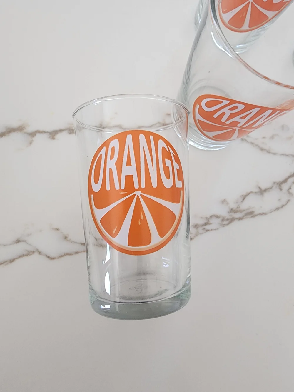 Vintage Luminarc Orange Slice Juice Glasses Set of 4 1970s Retro MCM France 4